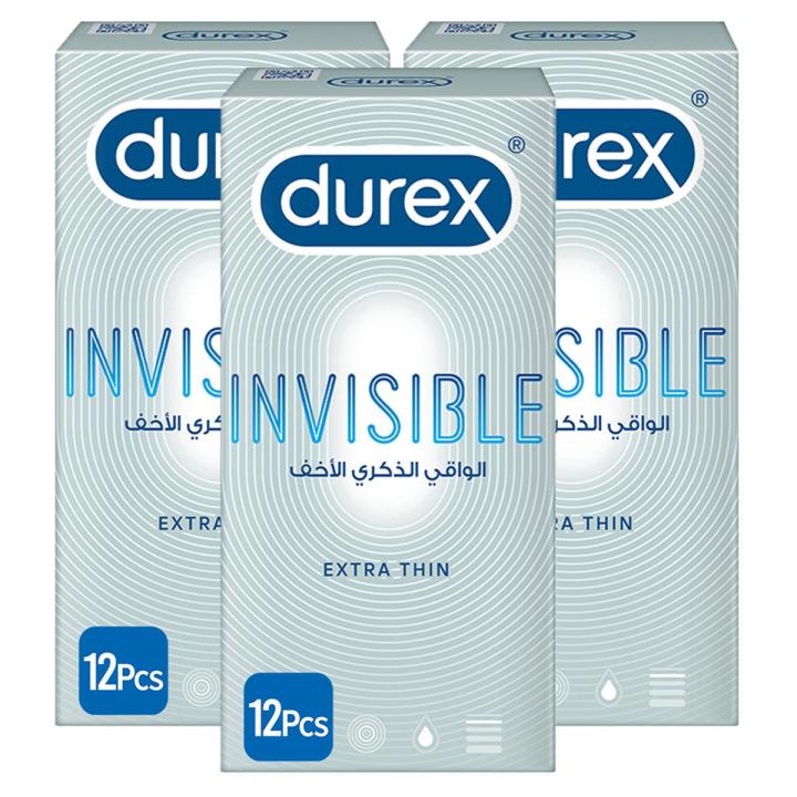 Condoms Invisible Extra Thin Condoms 12s - Pack of 3