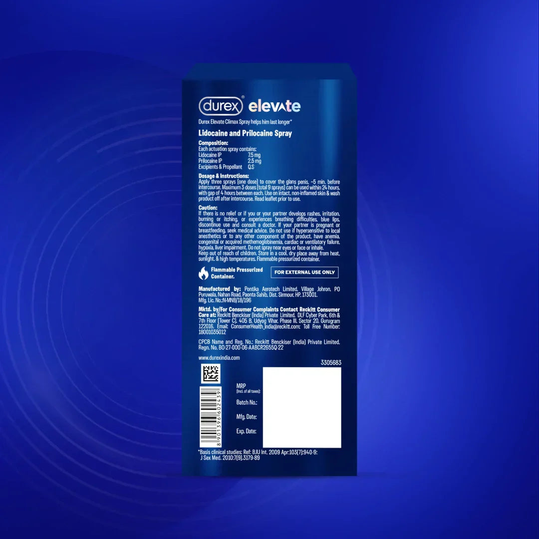 Durex Elevate Climax Delay Spray for Men - 20g