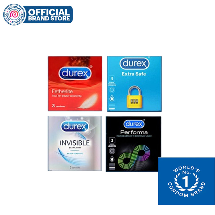 Durex Pack of 4 - Durex Fetherlite 3s, Extra safe 3s, Invisible 3s, Performa 3s