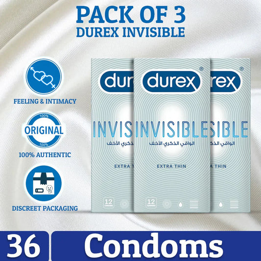 Condoms Invisible Extra Thin Condoms 12s - Pack of 3
